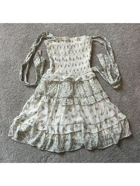 Francesca's Women’s size XS Floral Smocked Tie Strap Tiered Mini Dress NWOT!